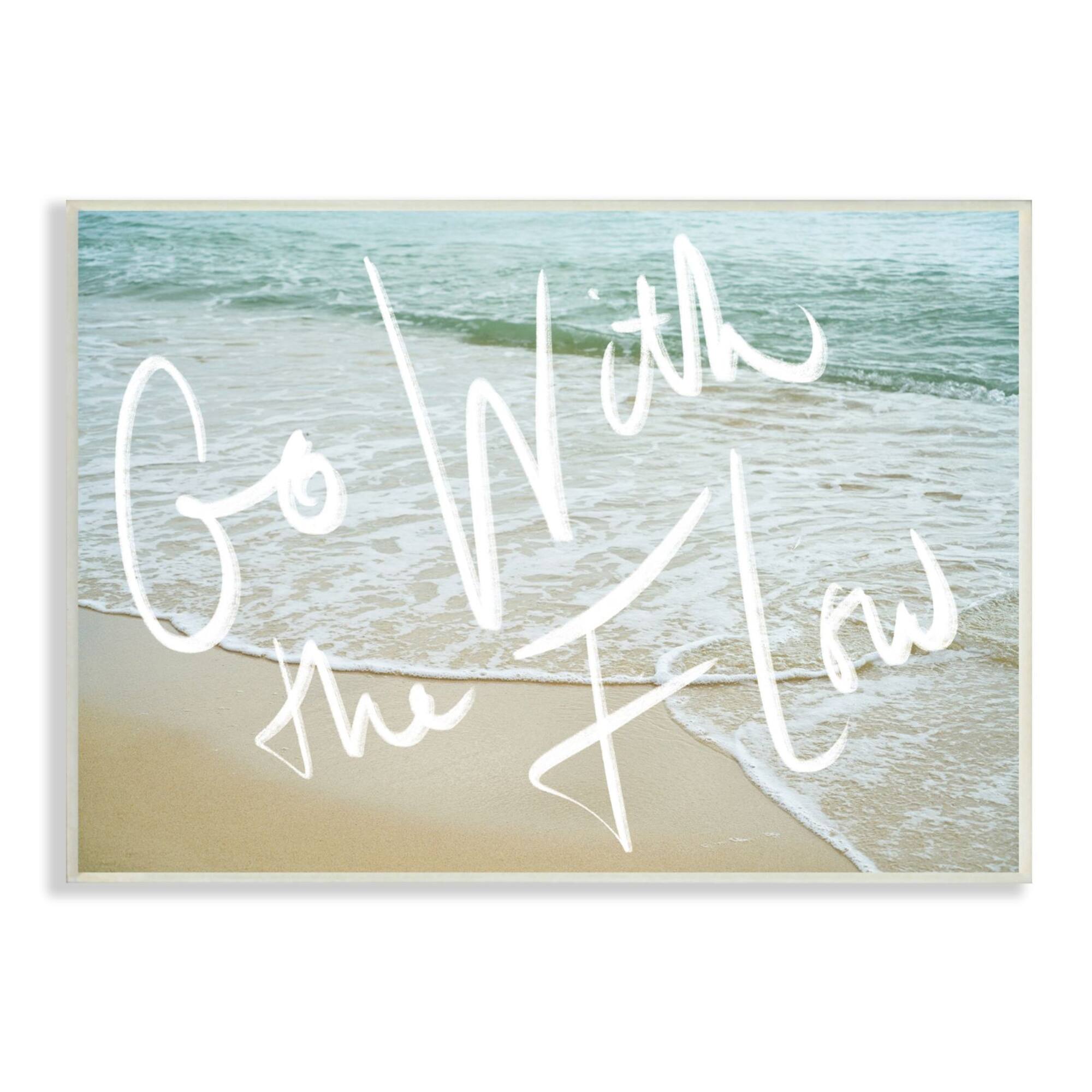 Stupell Industries Go With the Flow Phrase Incoming Beach Tide Wall Plaque